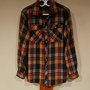 Men's Plaid Shirt - Red, Blue, Brown and Yellow
